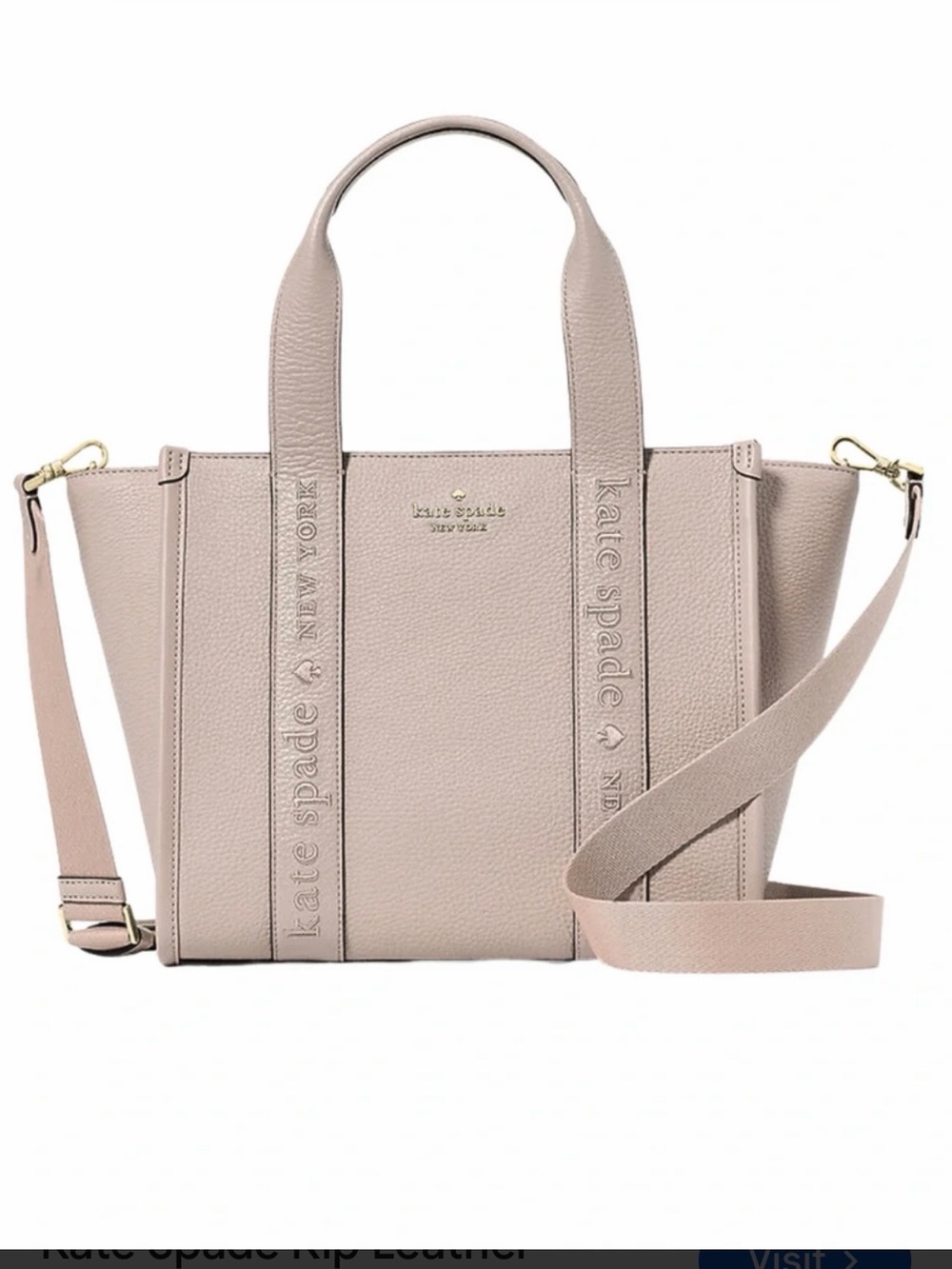 kate spade Blush Taupe Pebbled Leather Tote with Detachable Strap - Picture 5 of 8